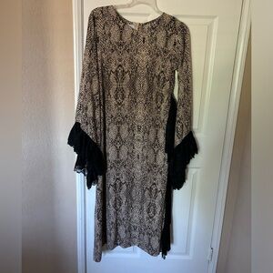 Black ruffled printed dress